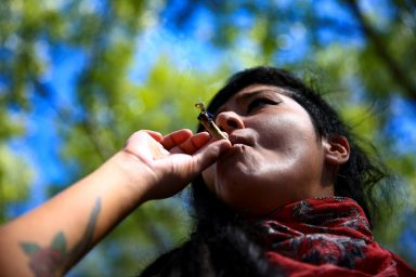 woman smokes cannabis, Mexico City