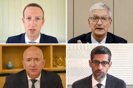Mark Zuckerberg, Tim Cook, Jeff Bezos, Sundar Pichai