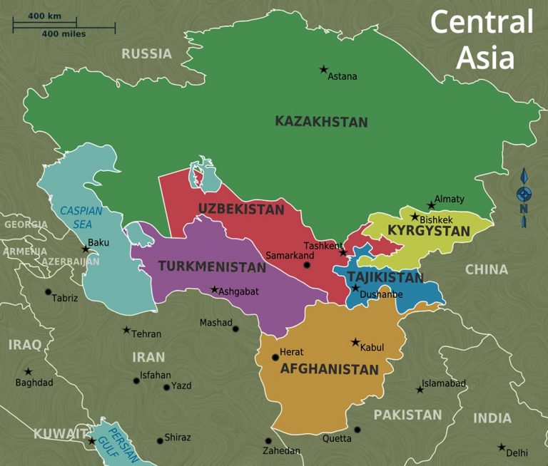 Central Asia, map