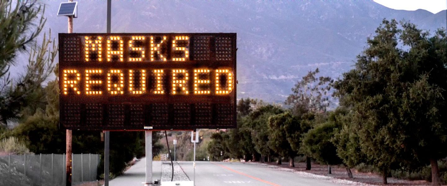 masks required sign, California