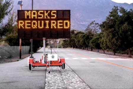 masks required sign, California