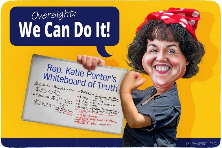 Katie Porter, Whiteboard, Rosie the Riveter