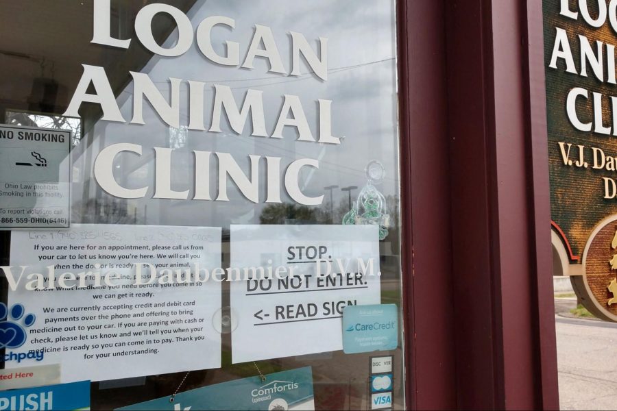 Logan Animal Clinic, sign, COVID-19 