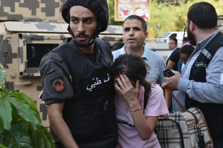 crying girl, Beirut Protests