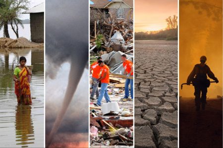 flood, tornado, fire, drought, snow