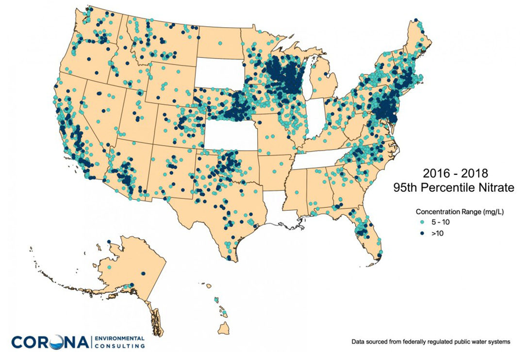 nitrate concentrations, drinking water, US