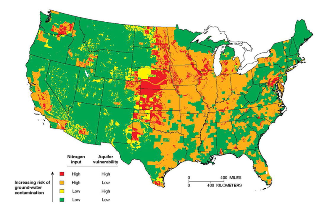 USGS, map, nitrate contamination, groundwater