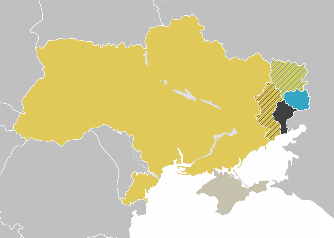 Donetsk, Lugansk, People’s Republics, Ukraine, map