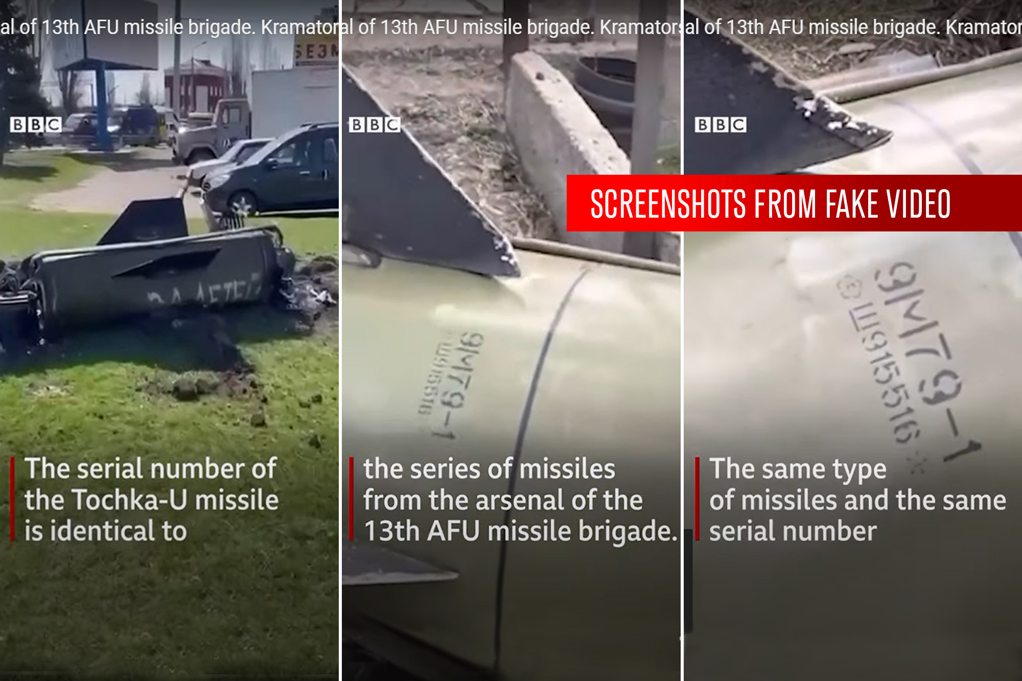 Screenshots, fake Russian video, Ukraine