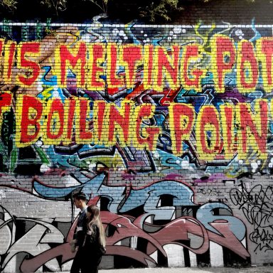 This melting pot is at boiling point, mural