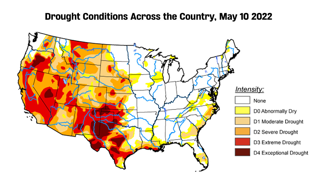drought conditions, US, May 2022