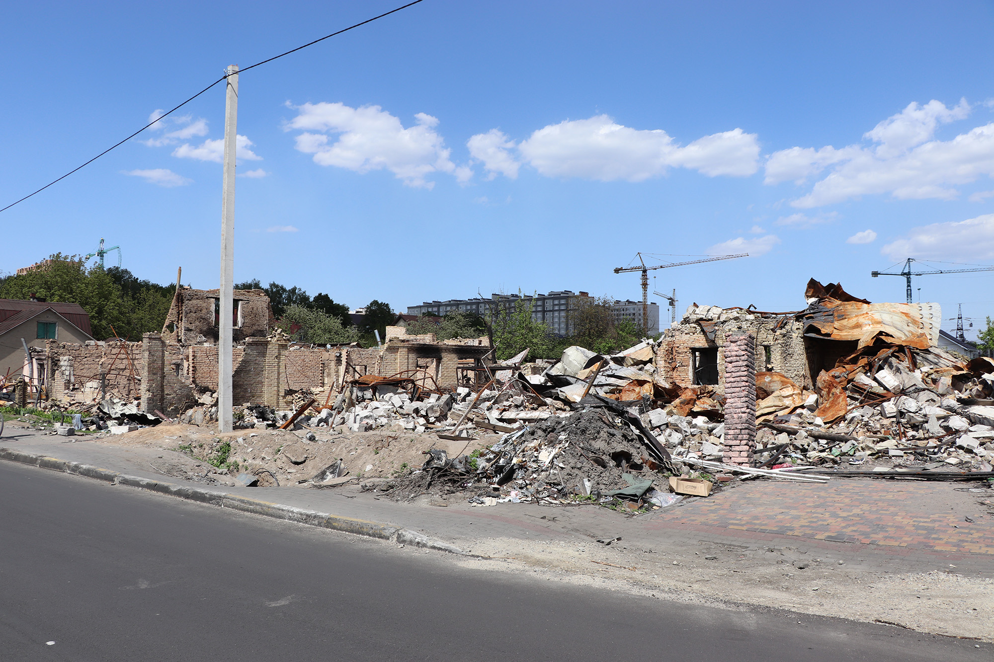 Buildings destroyed, Bucha, Ukraine