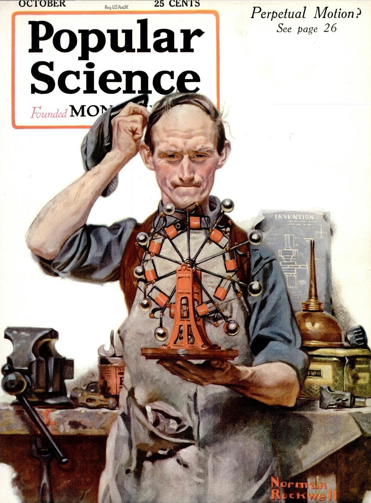 Popular Science magazine, Norman Rockwell, perpetual motion machine
