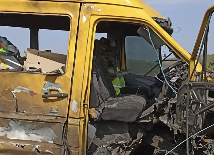 Damaged microbus, Ukraine