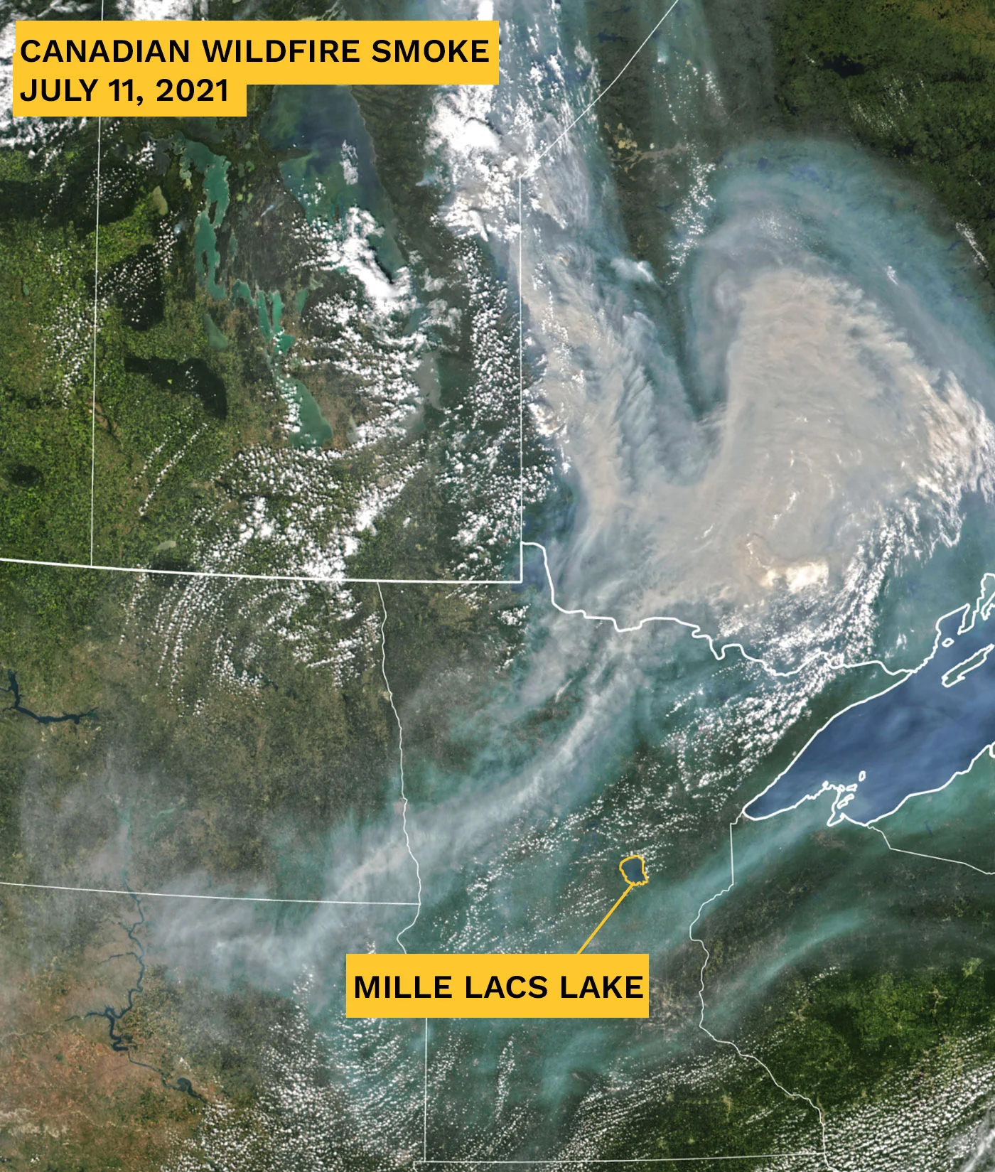 Canadian wildfire smoke over Minnesota