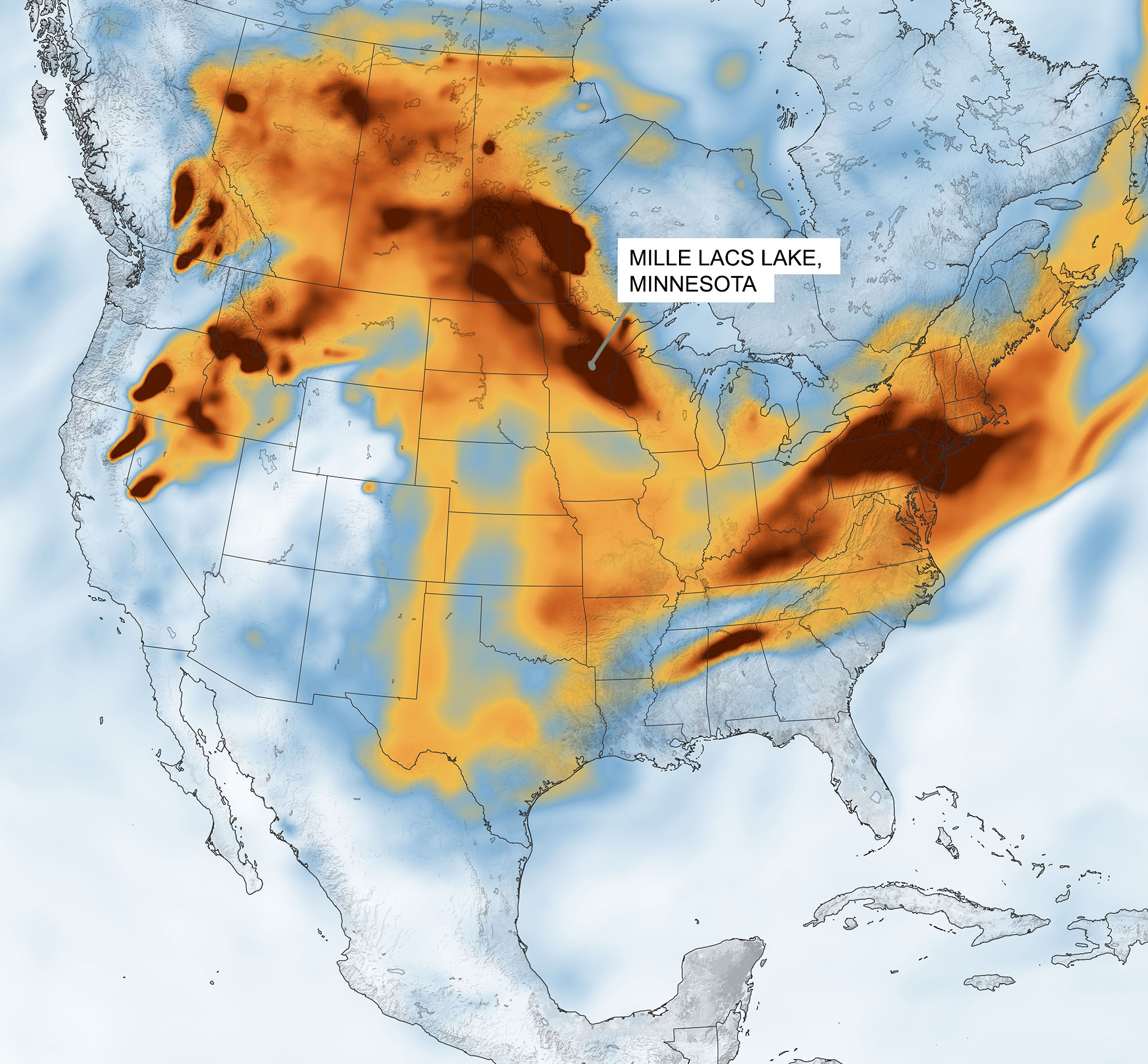 NASA, wildfire smoke, US, Minnesota