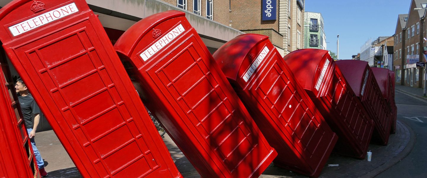 UK, phone box, dominos