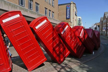 UK, phone box, dominos