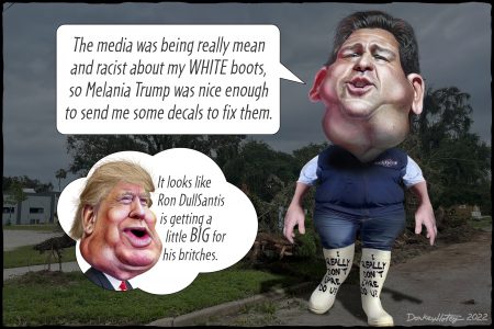 Ron DeSantis, Donald Trump, Hurricane Ian, white boots