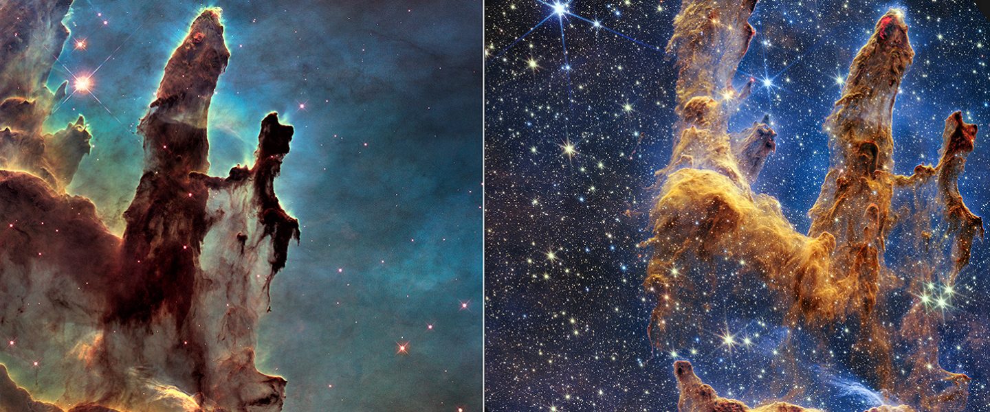 NASA, Webb telescope, Hubble, cosmos, new Pillars of Creation capture