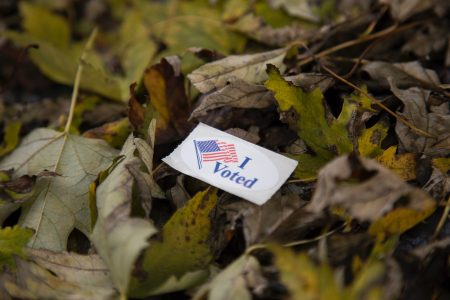 I voted, sticker, ground