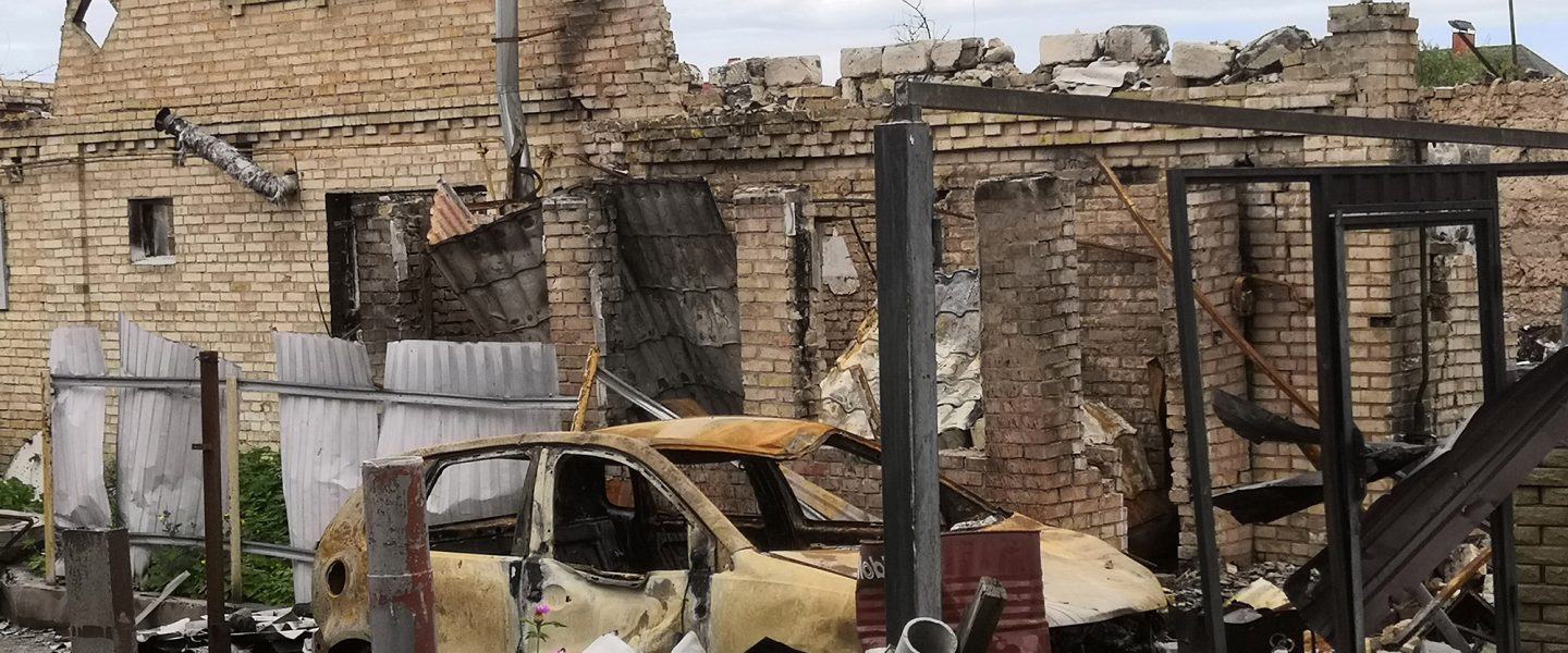 damaged house, Bucha, Ukraine