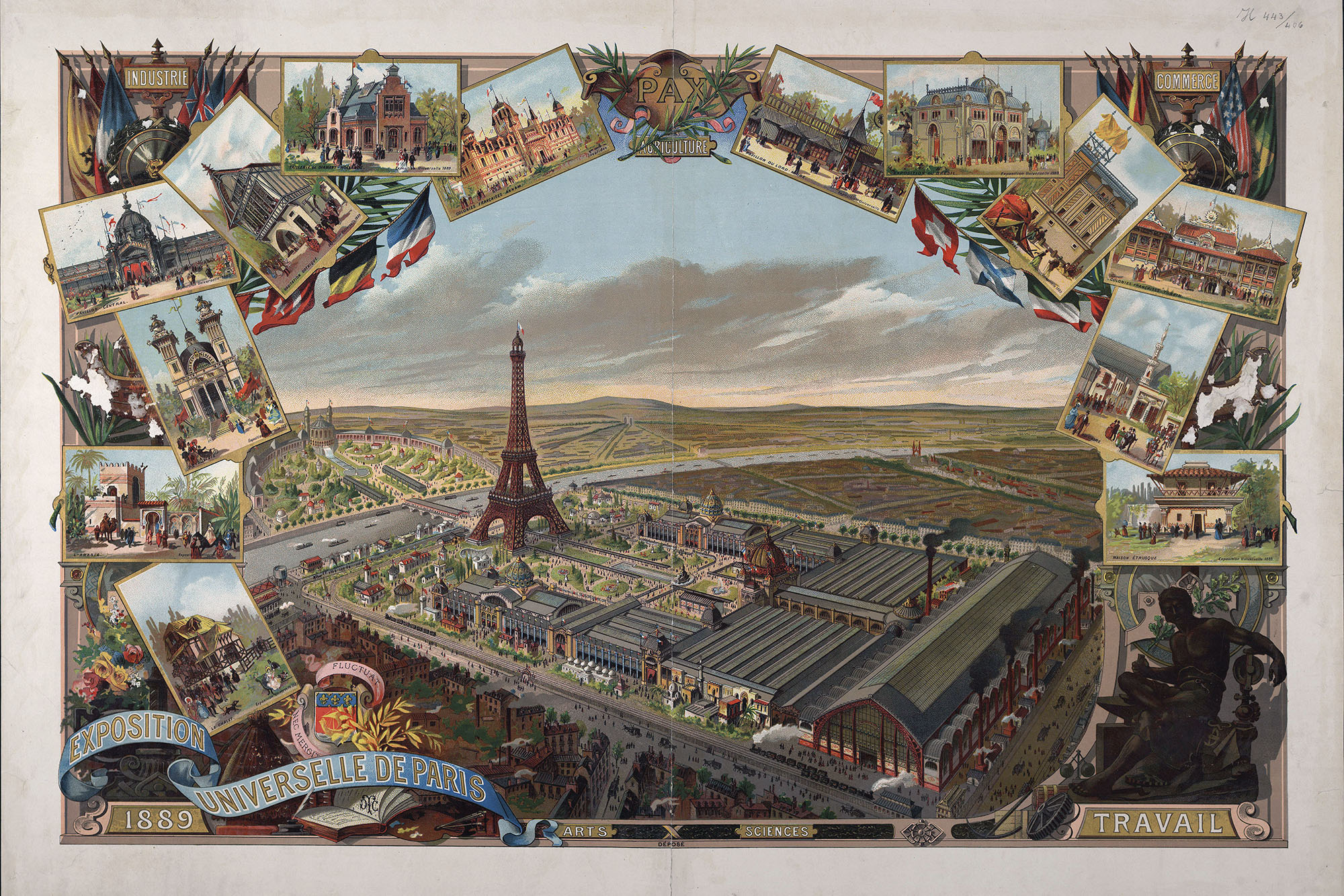 Eiffel Tower, Card, Universal Exhibition of Paris 1889