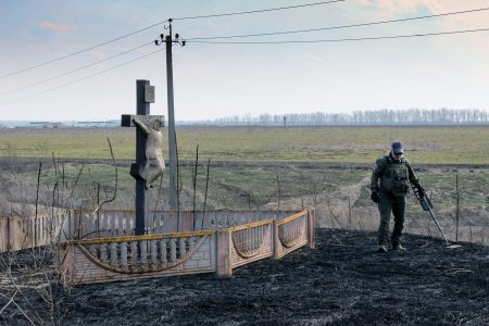 Ukraine, metal detector, cross