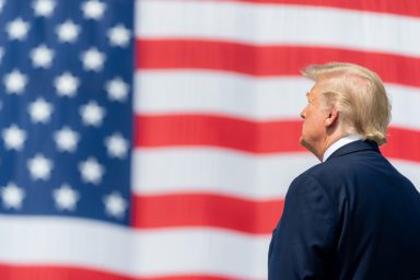 Donald Trump, flag, USNS Comfort