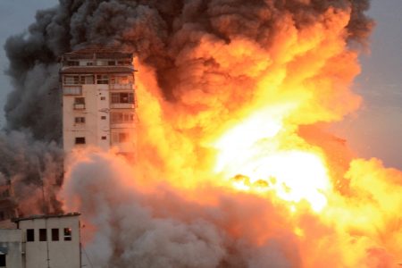 bombing, high-rise tower, Gaza Strip