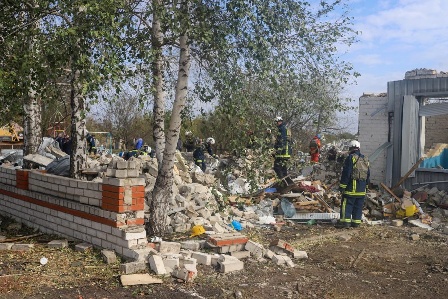 destroyed cafe, Hroza, Ukraine