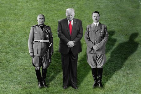 Benito Mussolini, Donald Trump, and Adolf Hitler.