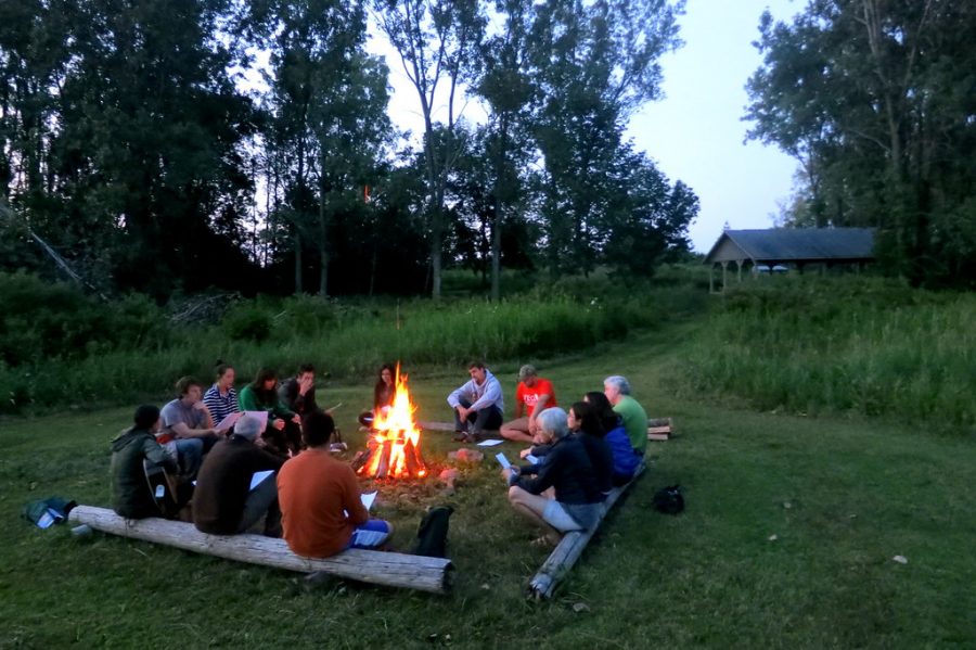 Evening worship, campfire