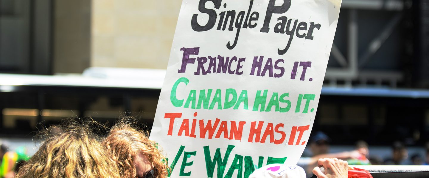 Protestor, Sign for Single Payer healthcare, Chicago, 2012 NATO Summit