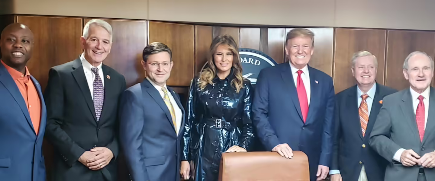 Mike Johnson, Donald Trump, Melania Trump, Air Force One