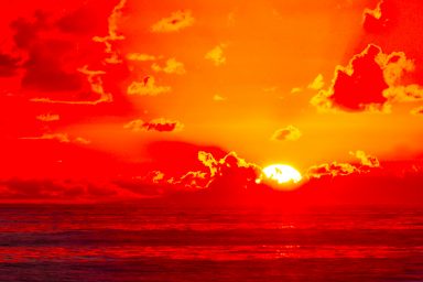 Volcanic sunrise, Atlantic, ocean, 2016