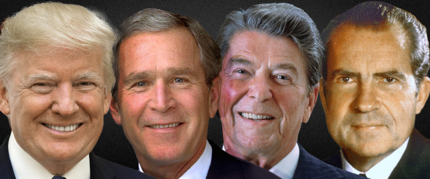 Donald Trump, George W. Bush, Ronald Reagan, Richard Nixon