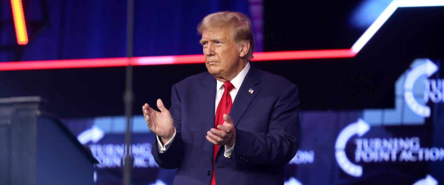 Donald Trump, standing, The People’s Convention, Detroit, MI