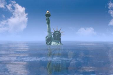Statue of Liberty. ocean