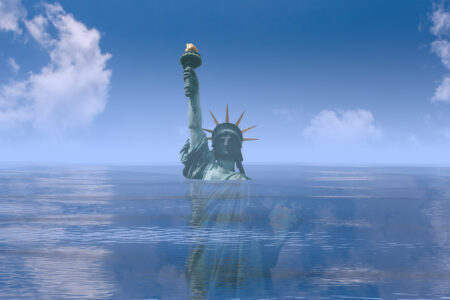 Statue of Liberty. ocean