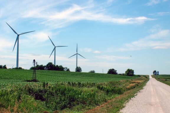 Wind turbines, Iowa, United States