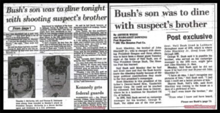 George HW Bush, son, Neil Bush, meal, Hinkley's brother.