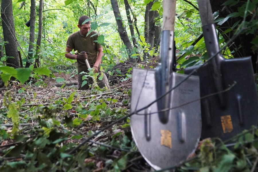 Digging trenches, Ukraine