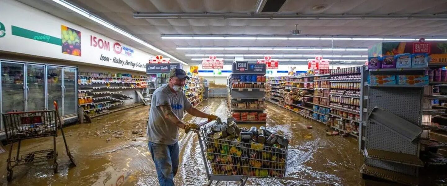 Grocery shopping, flood