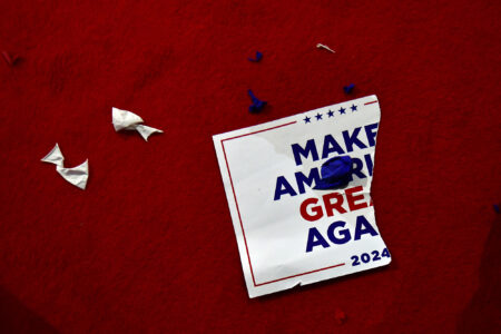 Torn, Trump sign, RNC