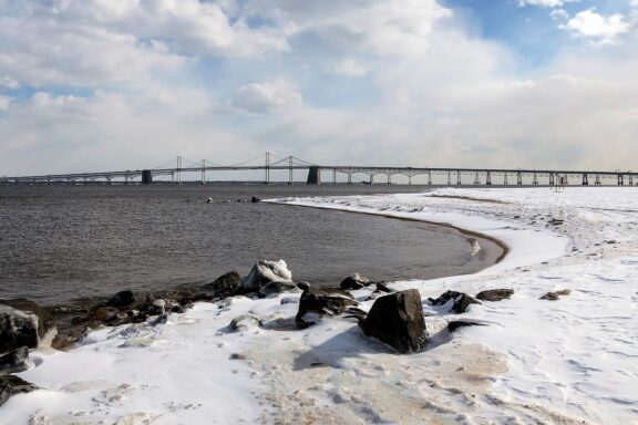 The Chesapeake Bay Bridge from Sandy Point State Park, MD.