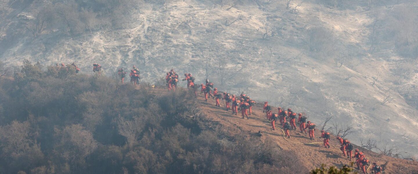 Firefighters, Fireline, Palisades Fire, Los Angeles, 2025