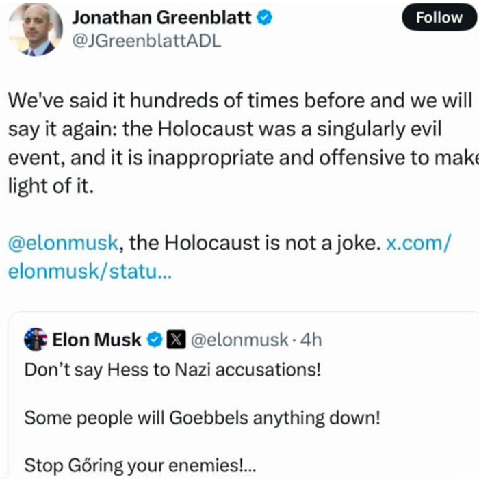 Jonathan Greenblatt, Musk Tweet