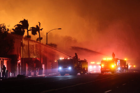 Two Firetrucks, Palisades Fire, Los Angeles, 2025