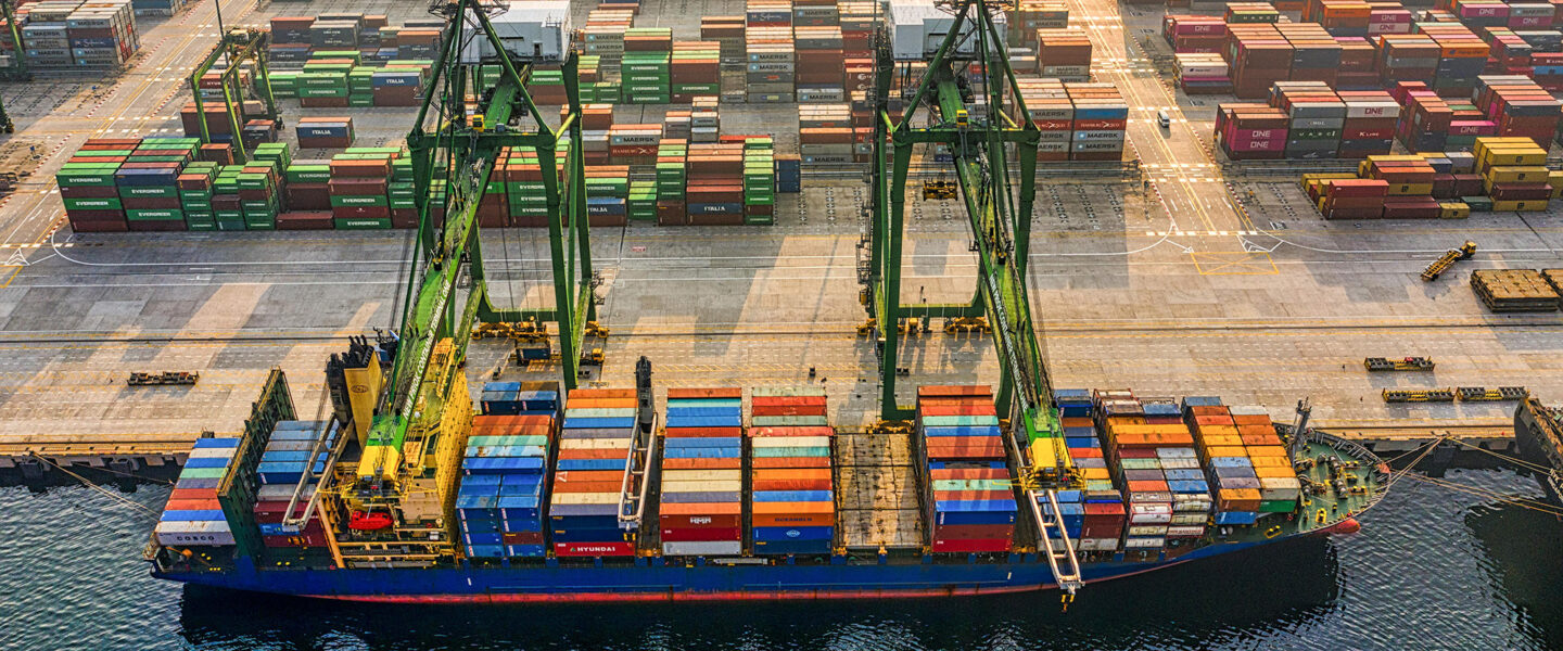 Drone Shot, Cargo Ship, Port